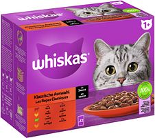 Whiskas 1+ Klassische Auswahl Sauce Multipack 12 x 85 Gramm Katzennassfutter