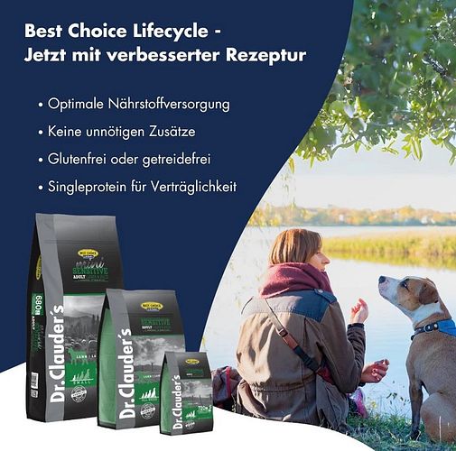Dr. Clauder's Best Choice Lifecycle Sensitive Adult Lamm & Reis All Breed Hundetrockenfutter