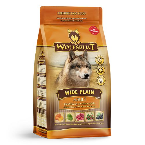 WOLFSBLUT Wide Plain Pferdefleisch mit Süßkartoffeln Hundetrockenfutter