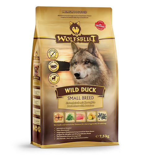 WOLFSBLUT Wild Duck Small Breed Entenfleisch mit Kartoffel Hundetrockenfutter