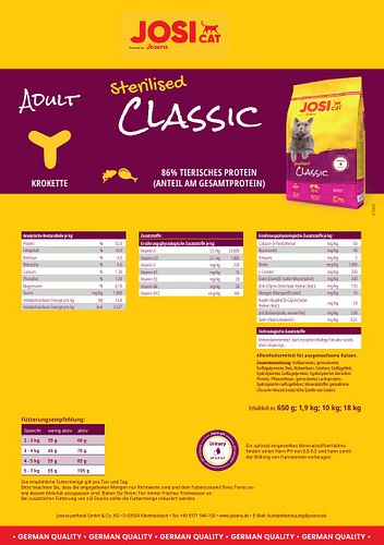 Josera JosiCat Sterilised Classic Katzentrockenfutter
