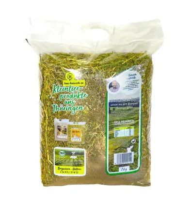 Heu-Heinrich Bio-Bergwiesenheu 1kg Raufutter für Kleintiere