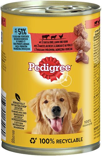 Pedigree Classic 3 Sorten Fleisch Hundenassfutter