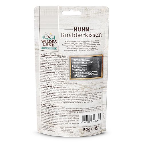 WILDES LAND Katze 50g Knabberkissen Huhn
