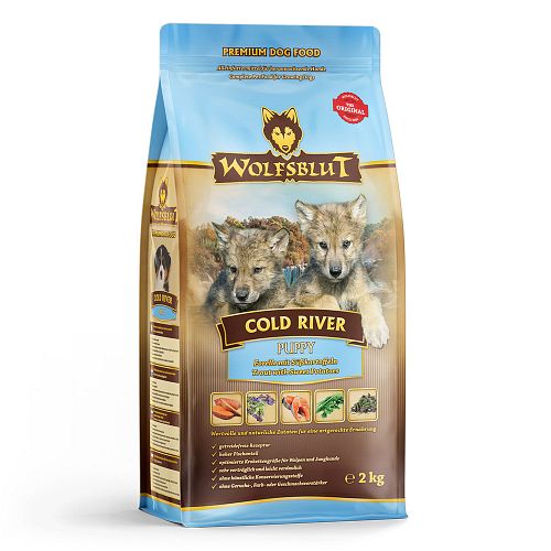 WOLFSBLUT Cold River Puppy Forelle mit Süßkartoffel Hundetrockenfutter