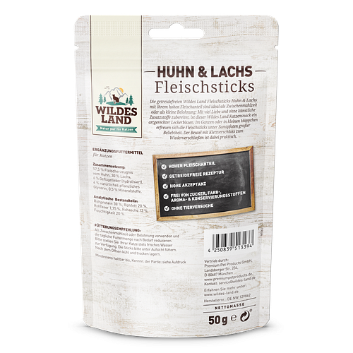 WILDES LAND Katze Fleischsticks Katzensnack