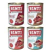 RINTI Kennerfleisch 24 x 400g Mixpaket (Lamm,Rind,Seefisch,Ente)  Hundenassfutter