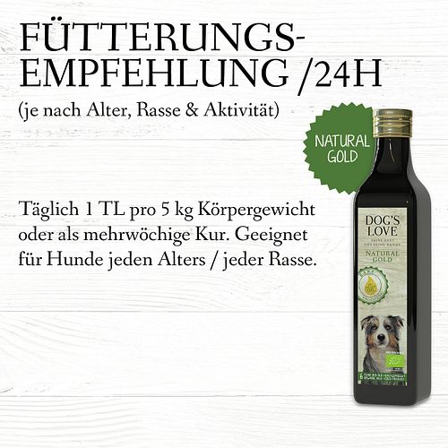 Dog's Love Natural Gold Bio Ölmischung 250ml Nahrungsergänzung für Hunde