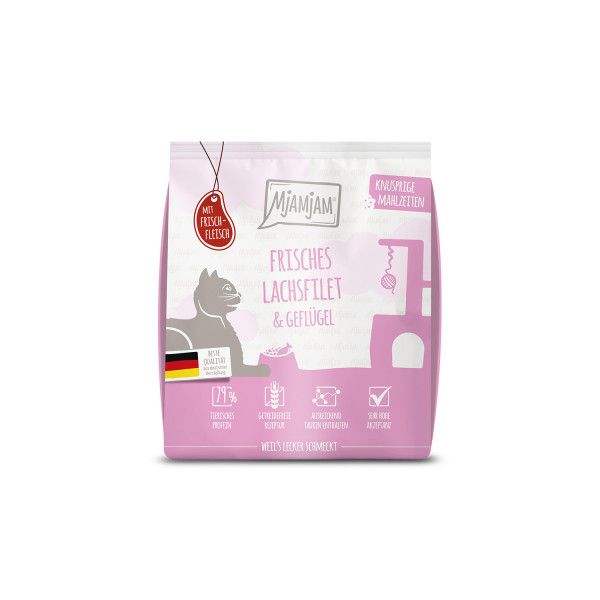 Mjamjam Frisches Lachsfilet & Geflügel KatzentrockenfutterVorschaubild