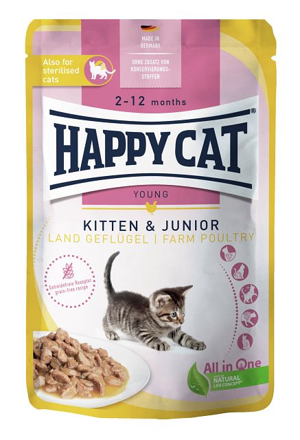 HAPPY CAT Meat in Sauce Kitten & Junior 85 Gramm KatzennassfutterVorschaubild