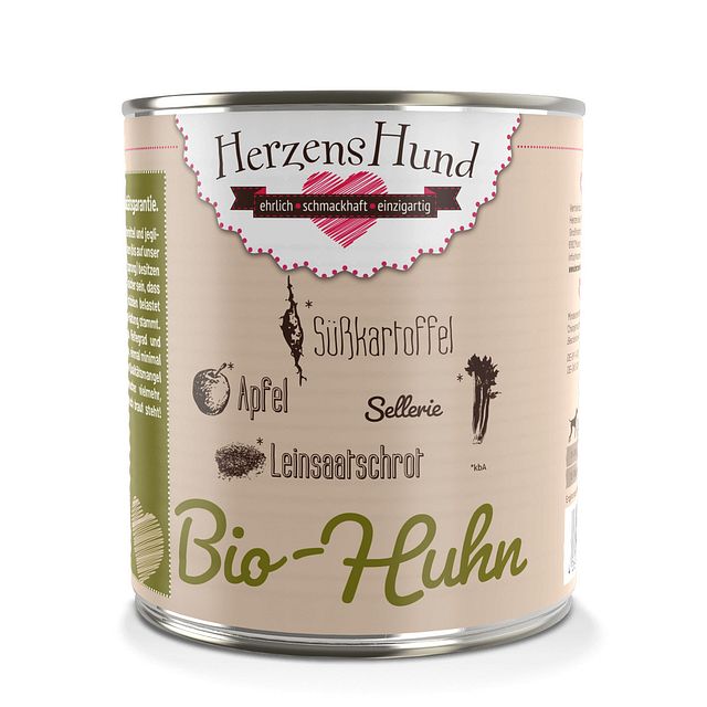 Herzenshund Bio Huhn mit Süßkartoffel 800 Gramm Vorschaubild