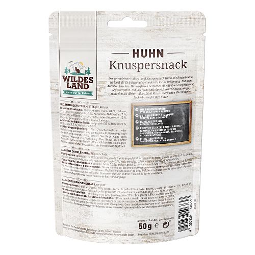 WILDES LAND Katze 50g Knuspersnack Huhn mit Ringelblume