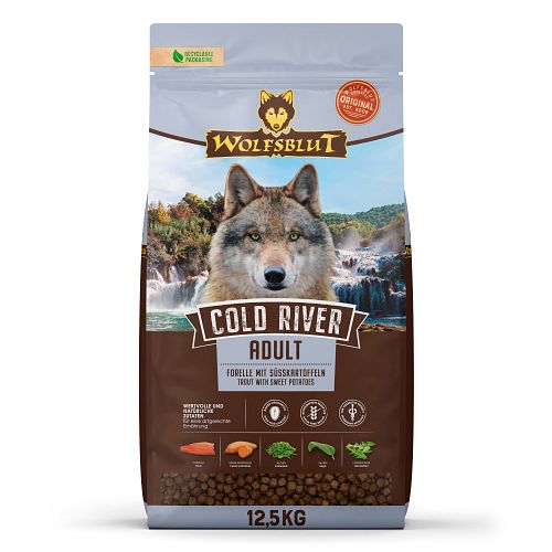 WOLFSBLUT Cold River Forelle mit Süßkartoffeln Hundetrockenfutter