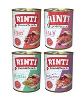 RINTI Kennerfleisch Dose 24 x 400g Mixpaket (Kalb,Pansen,Rind,Schinken)  Hundenassfutter
