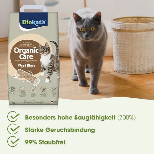 Biokats Organic Care Wood Fibres Premiumkatzenstreu